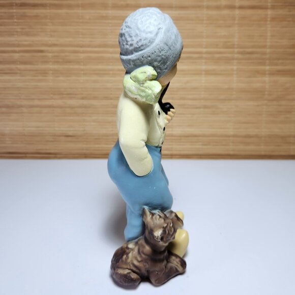 Dutch Boy Figurine with Dog Chalkware Rare 9” Tall Home Decor Vintage 60s - Picture 5 of 8